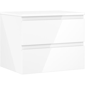 MEXEN/S - Orio kúpeľňová skrinka pod umývadlo 60 cm s doskou, 2 zásuvky, biela lesk 91A10-06047-2-BFFC00