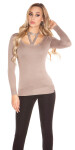 Trendy KouCla sweater with neck lacing rivets Einheitsgroesse