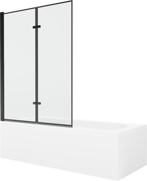 MEXEN/S - Vega obdĺžniková vaňa 180 x 80 cm s panelom + vaňová zástena 120, čierna vzor 550118080X9212027070