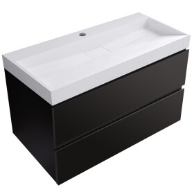 CERANO - Kúpeľňová skrinka Carole - čierna matná + umývadlo z lit. mramoru Vita - biela matná - s otvorom - 100x58x46 CER-669088