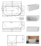 BESCO - Voľne stojaca vaňa DENAYA čierna/biela, sifón so štrbinovým prepadom - Farba - Čierna / biela, Farba sifónu - Biela, Rozmer vane - 170 × 78 cm, Spôsob prevedenia - Ľavé VANDENA170BWLW