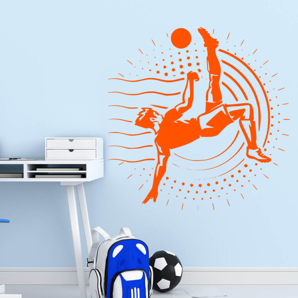 Veselá Stena Samolepka Vykopávajúci futbalista Farba: oranžová, Veľkosť: 60 x 60 cm