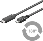 MicroConnect kábel USB C (M) - microUSB2.0 B (M) 1m čierna / 480Mbit/s (USB3.1CAMIB1)