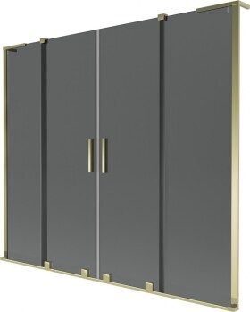 MEXEN/S - Velar L Duo dvojkrídlová posuvná vaňová zástena 200 x 150, grafit, zlatá 896-200-003-42-50