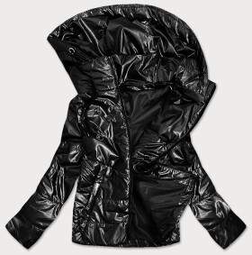 Lesklá černá dámská bunda kapucí model 14951875 S'WEST Barva: odcienie czerni, Velikost: