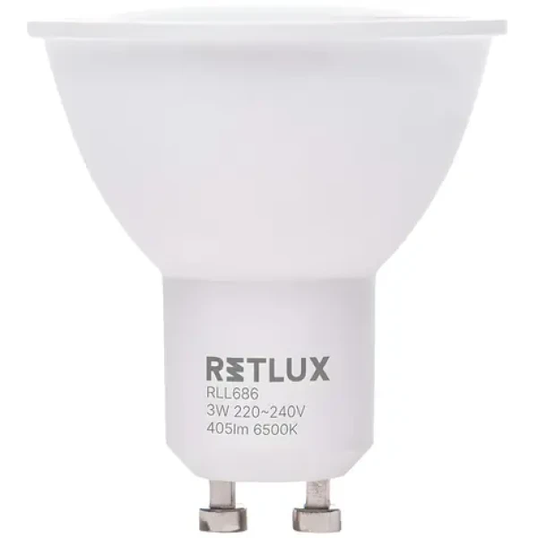 Retlux RLL 686 GU10 / LED žiarovka / 3W / 405 lm / 6500K - denná biela / D