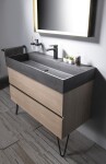 SAPHO - QUADRADO betónové umývadlo na dosku vrátane výpuste, 96x44cm, čierny granit AR466