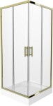 MEXEN/S - Rio sprchovací kút štvorec 90 x 90, transparent, zlato + vanička Rio vrátane výpuste 860-090-090-50-00-4510