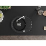 MEXEN/S MEXEN/S - Kevin granitový drez 1 s odkvapkávačom vrátane batérie Elia, čierna/strieborná metalík 6517-73-670101-00