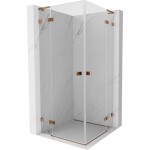 MEXEN/S - Lunar L Duo sprchovací kút dvere krídlové 80 x 80, transparent, ružové zlato 834L-080L-080P-60-00