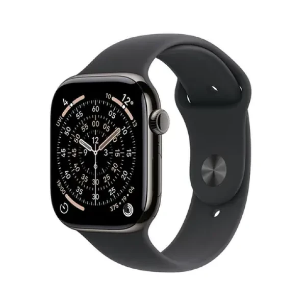 Apple Watch Series 11 GPS+Cellular 42mm Bridlicovo šedé titánové telo - Čierny športový remienok M/L / 150-200 mm (MF8T4MP/A)