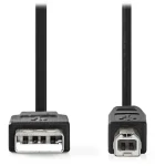Nedis kábel USB-A - USB-B čierny / Kábel USB / USB 2.0 / 5 m (CCGL60100BK50)