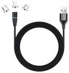 Colorway / Nabíjací kábel 3v1 / Lightning + Micro-USB + USB-C / Magnetický / QC3.0 / 2,4 A / 1 m (CW-CBUU038-BK)