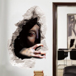 Veselá Stena Samolepka Halloween 3D Tvár za stenou