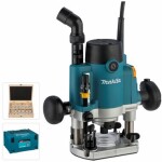 Makita RP1111CJFA / Vrchná frézka / 1100W / Výška zdvihu 0-57 mm / 27.500 ot-min / 12-dielna sada fréz (RP1111CJFA)