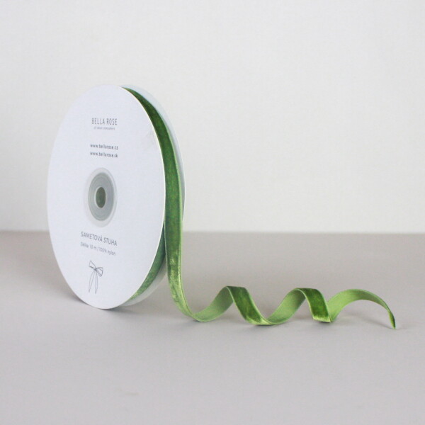 Bella Rose Zamatová stuha 1 cm – Olive (10 m)