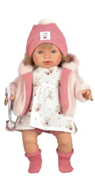 Llorens 42168 CARLA - realistická bábika so zvukmi a mäkkým látkovým telom - 42 cm
