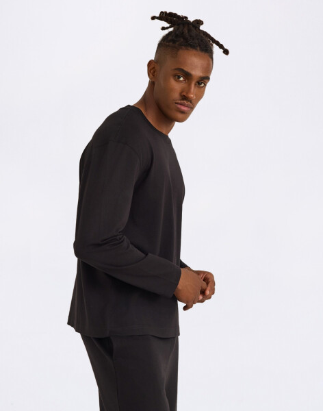 Organic Basics True Heavy Boxy Fit Long Sleeve Tee Black M