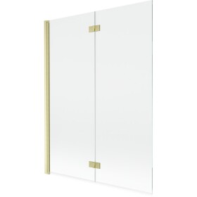 MEXEN - MIST vaňová zástena 130x150 cm 6mm 2-s, zlatá kartáčovaná, číra, ľavá 8A9-130-002-55-00-L