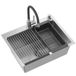 Quadron Quadron - Oceľový drez LUKE 110 WORKSTATION BRUSH NICKEL s kuchynskou batériou ZLE-09009