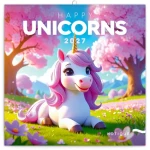 NOTIQUE Poznámkový kalendár Veselí jednorožci 2027, 30 x 30 cm (PGP-36348-V)