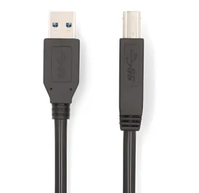 Nedis USB kábel USB-A-USB-B čierna 2m / Kábel USB / USB-A - USB-B / 5 Gbps / Poniklované (CCGB61100BK20)