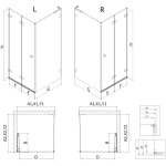 MEXEN/S - Lunar-F L sprchový kút skladacie dvere ľavá 90 x 80, transparent, zlato kartáčovaná 836L-090-080-55-00-L