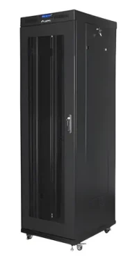 Lanberg Rack 42U čierna / Stojanový rozvádzač / 19" / 600x800 mm / Flat pack / Perforované dvere / LCD (FF01-6842-23BL)