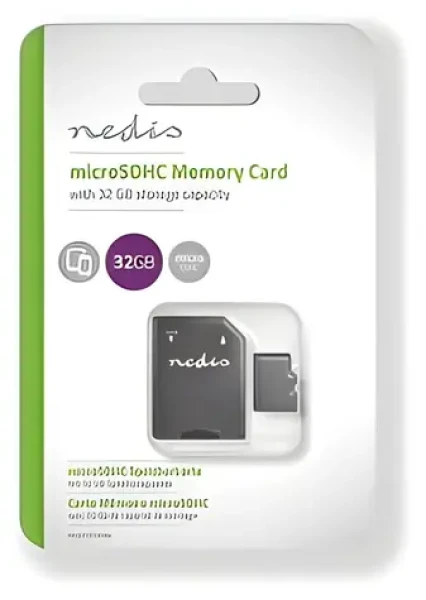 Nedis microSDHC 32 GB / Pamäťová karta / UHS-I / čítanie: 100 MB/s / zápis: 45 MB/s / vr. adaptéra SD (MMSD32100BK)