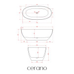 CERANO - Vaňa z liateho mramoru Antonia - voľne stojaca - biela matná - 170x75x55 CER-417524