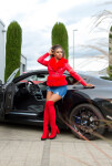 Dámska sexy koženková bunda z umelej kožušiny J930 Červená - In-Stylefashion L červená