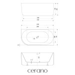 CERANO - Vaňa akrylátová Aira - voľne stojaca - asymetrická - pravá - biela lesklá - 150x75x58 CER-665989