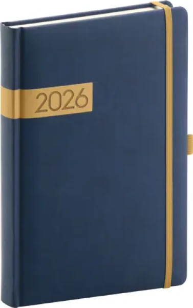 NOTIQUE Denný diár Twill 2026 modro-zlatý / 15 x 21 cm (PGD-DA5TW-6016)