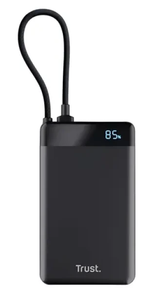 Trust Fiera 10000 čierna / Powerbanka / vstavaný kábel USB-C / 20W / LED displej (25880)