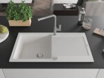 MEXEN/S MEXEN/S - Leo granitový drez 1 s odkvapkávačom vrátane batérie Flora, biela 6501-20-670401-06