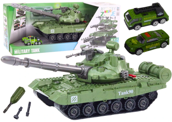 Mamido Súprava na rozloženie vojenské vozidlo DIY tank zelený so zvukmi a autíčkami