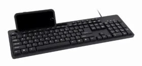 Gembird KB-UM-108 čierna / multimediálna drôtová klávesnica / USB-A / US layout / držiak telefónu (KB-UM-108)
