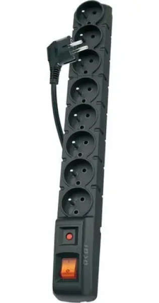 Acar S8 Dual čierna / Predlžovací kábel / 8 zásuviek / 5 m / prepäťová ochrana (W1751)