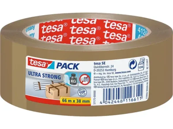 Tesa Ultra Strong Q4124 hnedá / Baliaca páska / PVC / 66 m / 38 mm (57175-00000-02)