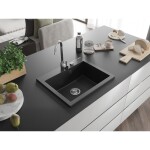 MEXEN MEXEN - Elix granitový drez 1-miska 600 x 500 mm, čierna, sifón chróm 6525601005-77