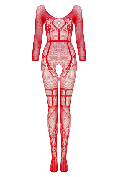 Bodystocking Lorna red - BEAUTY NIGHT FASHION Červená S/L