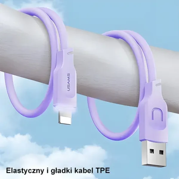 USAMS US-SJ565 Lithe fialová / Kábel / Lightning - USB-C / 1,2 m / 2,4 A (SJ565USB03)