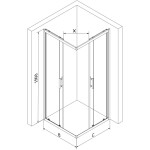 MEXEN/S - Rio sprchovací kút štvorec 70 x 70, dekor, čierny + vanička Rio vrátane výpuste 860-070-070-70-30-4510