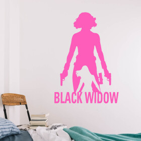 Veselá Stena Samolepka Black Widow silueta Farba: růžová, Veľkosť: 40 x 56 cm