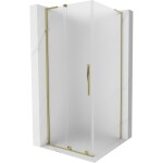 MEXEN/S - Velar L sprchovací kút, posuvné dvere 90 x 90, dekor, zlato 871-090-090-33-50