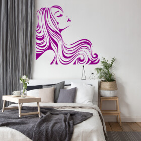 Veselá Stena Samolepka Žena z profilu Farba: fialová, Veľkosť: 100 x 93 cm