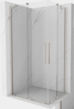 MEXEN/S - Velar Duo sprchovací kút, posuvné dvere 90 x 80, transparent, nikel kartáčovaný 871-090-080-02-97