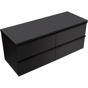 CERANO - Kúpeľňová skrinka Velora - čierna matná, úchytka čierna + doska pod umývadlo Navira Pro - 36 mm - 160x56,6x46,5 CER-668567