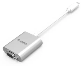 Orico PTAV strieborná / Adaptér USB-C na VGA / audio jack / Full HD 60Hz / 0,15 m