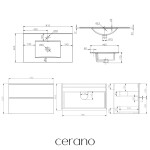CERANO - Kúpeľňová skrinka Velora - čierna matná, úchytka čierna + keramické umývadlo Todo - 81x55x46,5 CER-665155